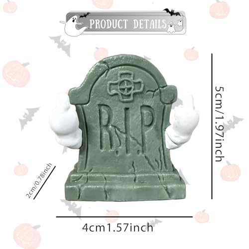 Halloween Graveyard Tombstone Statue Middle Finger Gestures Figurines Halloween Desk Ornaments Designs Spooky Mini Sculpture for Home and Office Holiday Party Decorations