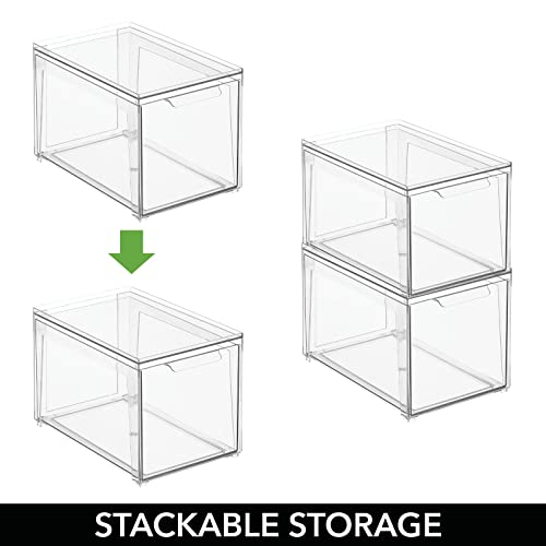 Plastic Stackable Bathroom Storage with Pull Out Bin Organizer Drawer for Cabinet (8 Count)