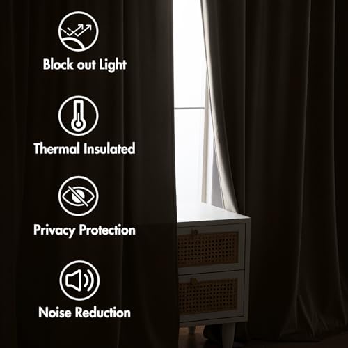 Taupe Velvet Pinch Pleat Blackout Curtains W52 X L90 Inches (2 Count)
