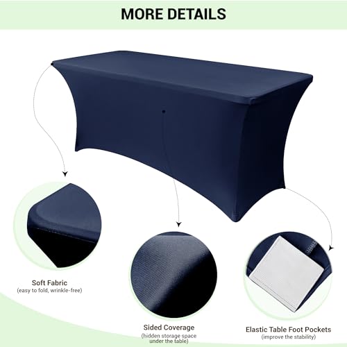 4Ft Stretch Spandex Table Cover for Standard Folding Tables (2 Count)