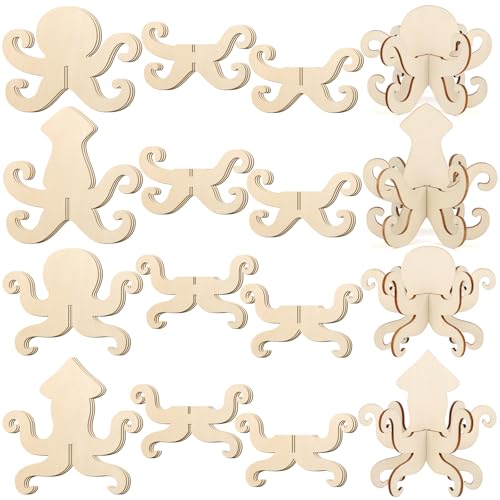 DIY 3D Summer Ocean Wood Crafts to Paint for Kids Adults (24 Count)