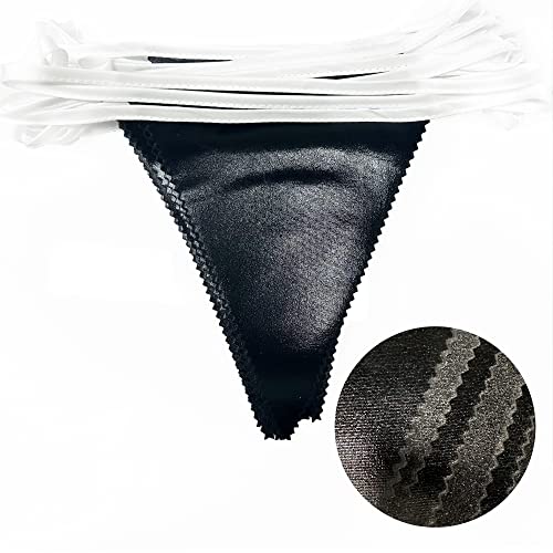 Black Party Decorations Triangle Pennant Banner Flag Black Metallic Fabric Bunting Garland for Graduation Birthday Wedding Engagement Bachelorette Holiday Halloween Celebration Hen Party Supplies (32 Foot)