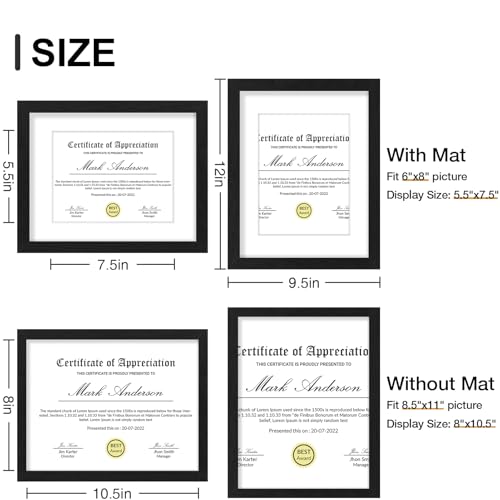 8.5x11 Picture Frames Set of 9 for Wall Mount or Tabletop (9 Count)