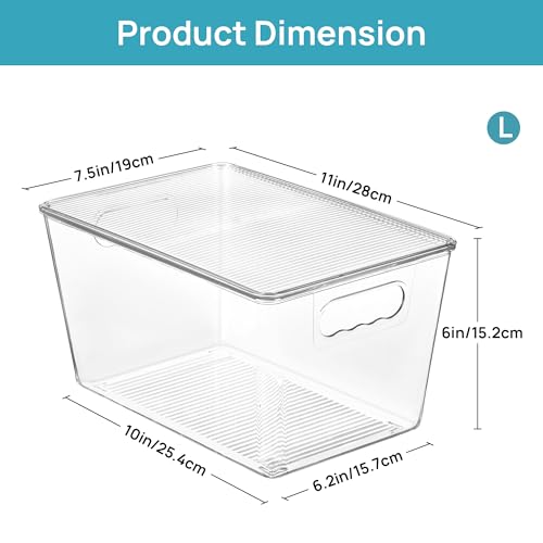 8 Pack Clear Stackable Storage Bins with Lids and Handles (8 Count)