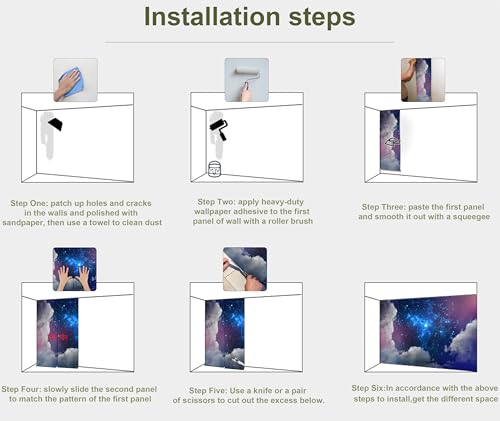 Galaxy Starry Cloud Wallpaper for Ceiling Starry Sky Wall Mural