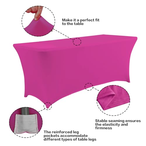 6FT Table Cloth for Rectangular Spandex Fuchsia Table Cover