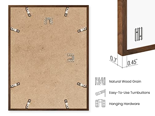 8.5x11 Walnut Oak Wood Picture Frames Set of 15
