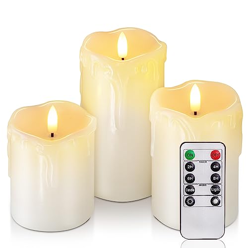 Dripping Wax Flameless LED Pillar Candles (3 Count)