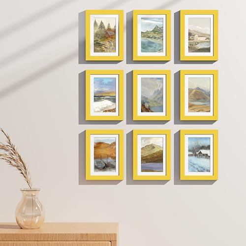 5x7 Picture Frames Set of 9 for Wall or Tabletop Display (9 Count)