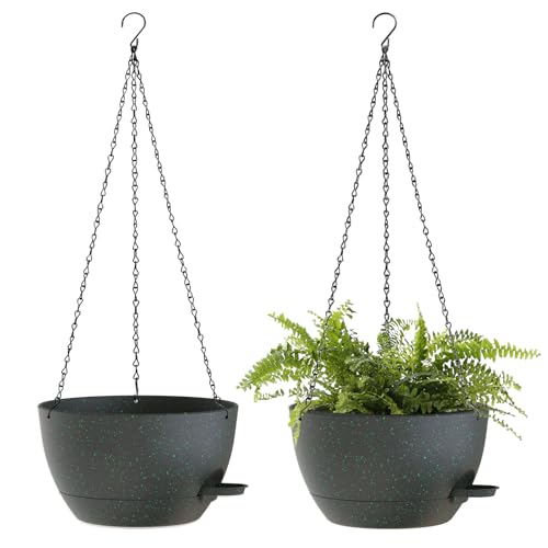 12 Inch Hanging Baskets 2 PC with Chains (2 Count)