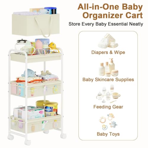 2 in 1 Baby Diaper Organizer with Diaper Caddy Basket