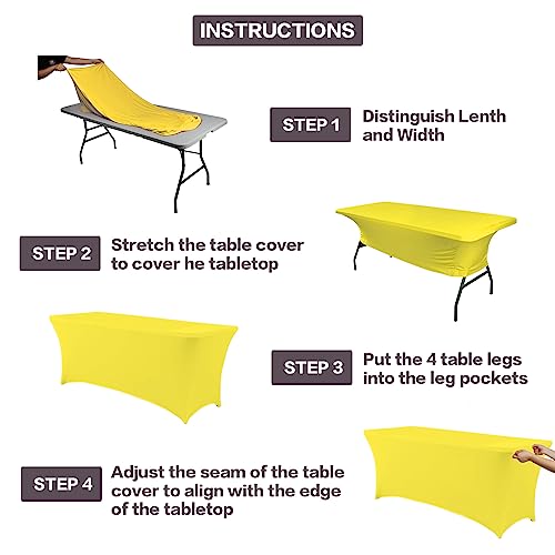 2 Pack 4FT Table Cloth for Rectangular Spandex Yellow Table Cover (2 Count)