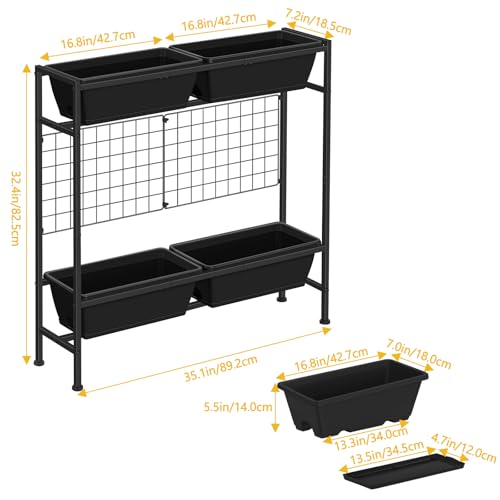 Vertical Raised Garden Beds Outdoor Elevated Herbs Garden Planter Boxes with Trellis and Legs 32.4" Flowers Beds Vertical Planters for Small Climbing Plant Vegetables Patio Balcony