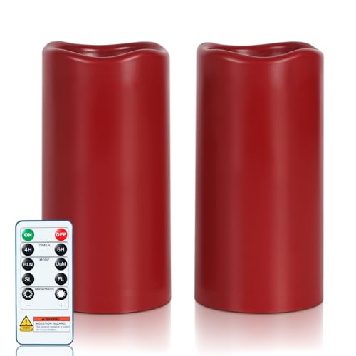 3"x6" Red Flameless Candles with Remote (2 Count)