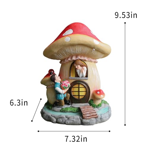 Solar Garden Outdoor Statues Princess and Prince with 4 LED Solar Figurine for Lawn