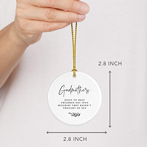 Round Ceramic Porcelain Christmas Tree Ornament Keepsake Collectible Godmother Gift
