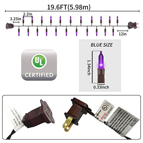 Brown Wire Purple 100 Incandescent Bulb Mini String Lights for Indoor Halloween Tree Home Garland Birthday Wedding Party Festival Decoration (100 Count)