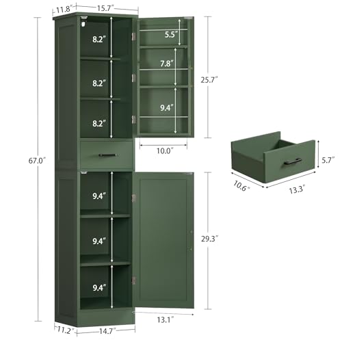 Tall Storage Cabinet with Door Shelves & Drawer