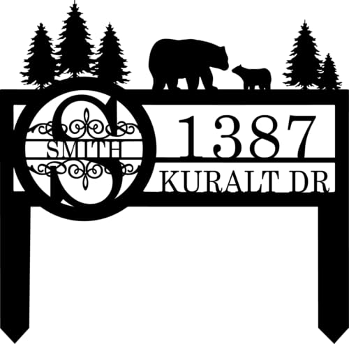 Personalized Custom Bear Wildlife Decor with Metal Stake