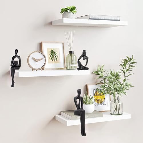 Abstract Small Black Reading Thinker Statue for Book Shelf Office (3 Count)