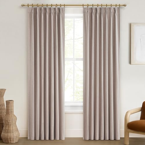 Linen Drapes Textured Boho 100% Blackout Curtains 86 inch Length 2 Panels Set Thermal Insulated Country Window Curtain for Living Room (2 Count)