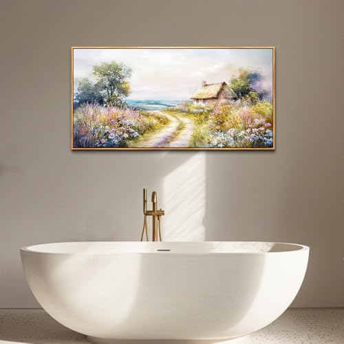 Wood Framed Canvas Wall Art For Living Room Wall Decor For Bedroom Office Wall Decoration Country Road Landscape Paintings Farmhouse Pictures Artwork Room Aesthetic Home Decor 20x40 In