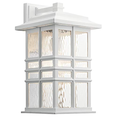 Beacon Square 17.5" 1 Light Outdoor Wall Light with Clear Hammered Glass in White