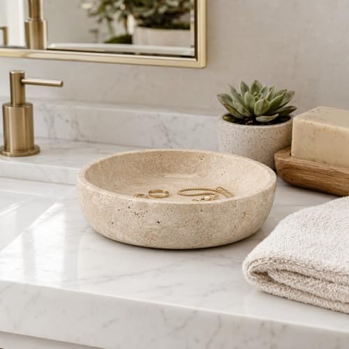 Natural Travertine Decorative Bowl 7.8"