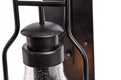 Rustic wall Light Lantern with Retro Industrial loft Lantern Look in Rubbed Bronze Powder Coat Finish with Wine Bottle Pioneer jug Glass