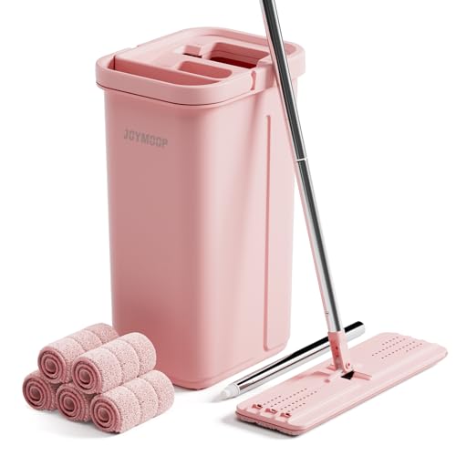 Pink Mop and Bucket with Wringer Set for Home