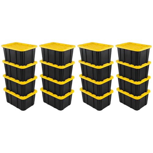 Industrial Storage Tote with Lids for Garage (16 Count)