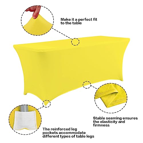 2 Pack 4FT Table Cloth for Rectangular Spandex Yellow Table Cover (2 Count)
