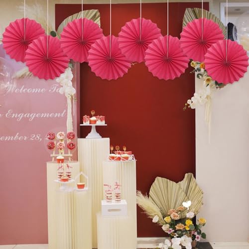 Red Party Decorations Red Paper Fans Hanging Decorations 12inch (30 Count)