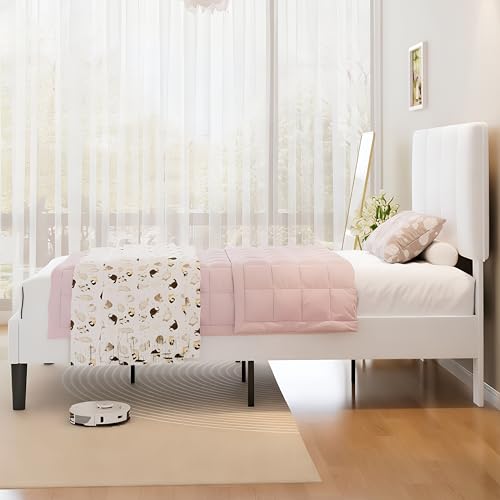 Twin Size Bed Frame with Upholstered Headboard