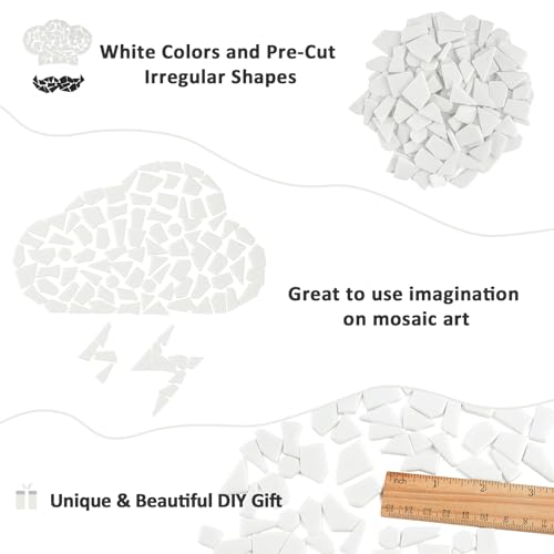 200g White Glass Mosaic Tiles (7.05 Ounce)