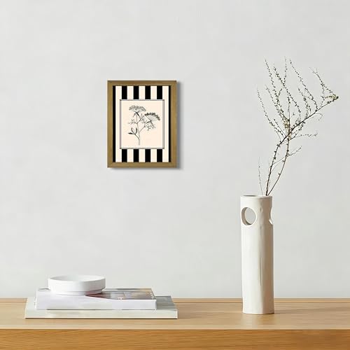 Black and White Floral Wall Art Framed Canvas Painting