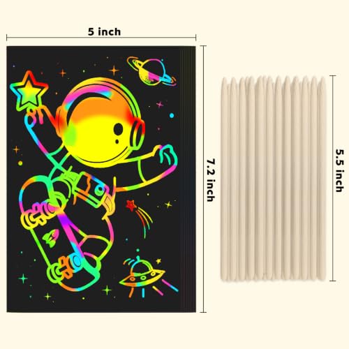 200Pcs Rainbow Scratch Drawing Art Paper Craft Set for Kids Boys Girls (200 Count)