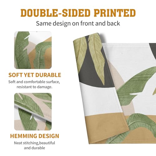 Tropical Palm Leaf Linen Placemats Set of 4 Summer Green Banana Leaves Themed Kitchen Place Mats Washable Non (4 Count)