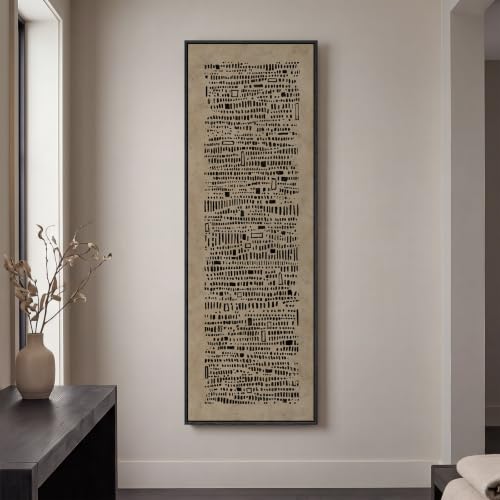 Large Framed Neutral Brown and Black Abstract Wall Art