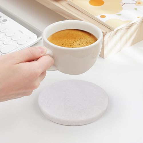 White Marble Coasters with Bling Particles (6 Count)