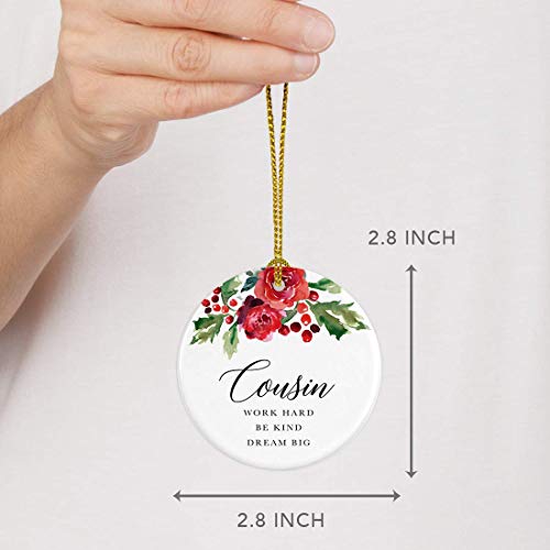 Round Ceramic Porcelain Christmas Tree Ornament Keepsake Gift for Cousins