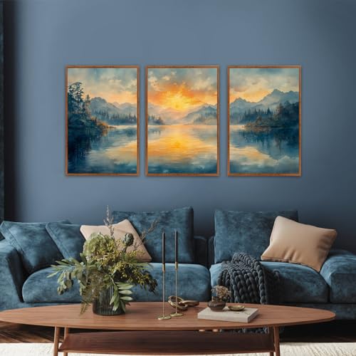 KAlRNE Sunset Mountain Canvas Wall Art