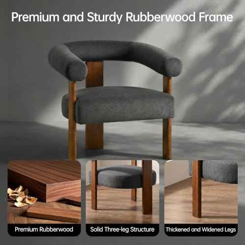 Barrel Accent Chairs Set of 2 with Armrests and Walnut Wood Legs (2 Count)