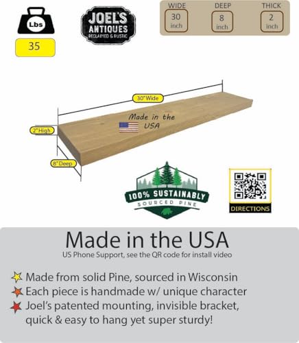 30 inch Wooden Floating Shelves for Wall