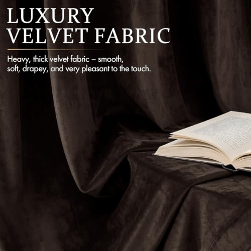 Brown Blackout Velvet Curtains Drapes 90 Inch Long 52"x90" Bedroom (2 Count)