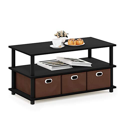 Turn-N-Tube Coffee Table, 31.22D x 15.5W x 15.8H in, Black Oak/Black/Brown