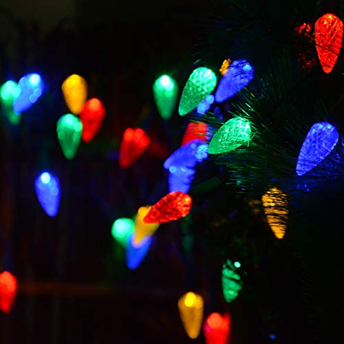Solar Christmas Lights Outdoor C6 Strawberry String Lights (21 Foot)