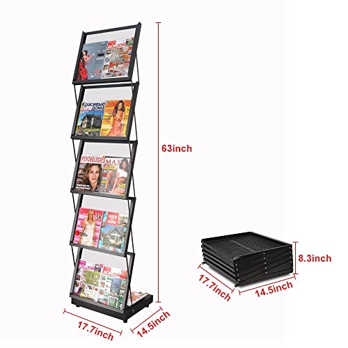 brochure display stand&Foldable Magazine Rack with 5 Pockets for Exhibition and Trade Show