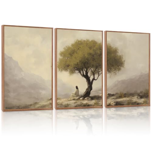 Jesus Sitting Under Olive Tree Canvas Wall Art