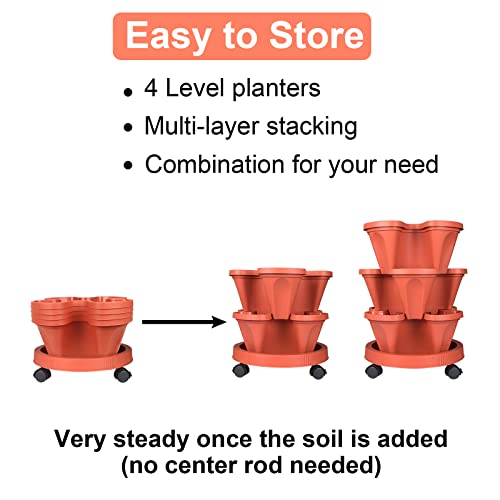 Stackable Planter with Removable Wheels and Garden Tools